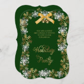 Groene Elegante Sneeuwvlok Corporate Party Uitnodi Kaart (Voorkant / Achterkant)