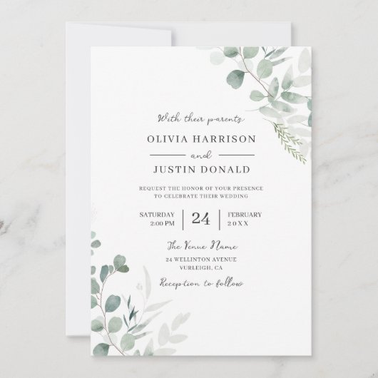 Groene elegantie: De moderne bruiloft van het Wate Kaart (Voorkant)