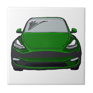 Groene Elektrische Voertuig SUV Auto Tekening Tegeltje