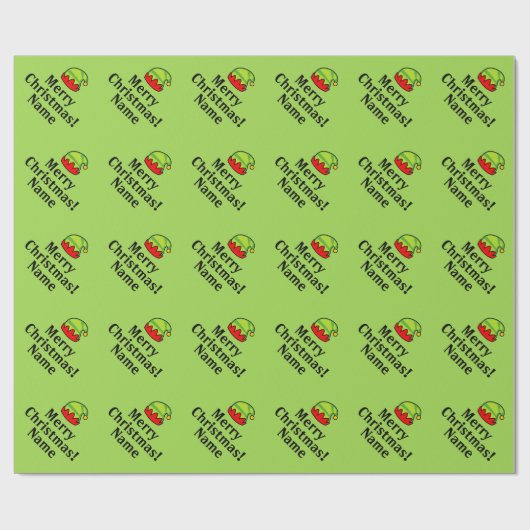 Groene elf pet op maat gesneden kerst cadeaupapier (Vlak)