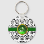 GROENE EMERALD DAMASKMONOGRAM, SLEUTELHANGER (Voorkant)