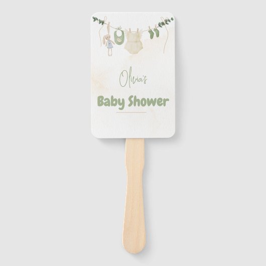 Groene en beige delicate Waterverf Baby shower Handwaaier (Voorkant)