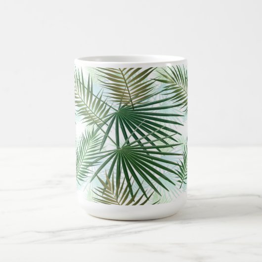 Groene en beige palm tropische bladeren magische mok (Midden)