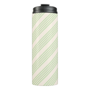 Groene en beige strepen patroon thermische tumbler thermosbeker