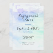 Groene en blauwe Abstracte Waterverf Engagement Pa Kaart (Voorkant / Achterkant)