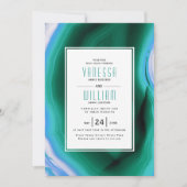 Groene en blauwe agate plak en frame bruiloft kaart (Voorkant)