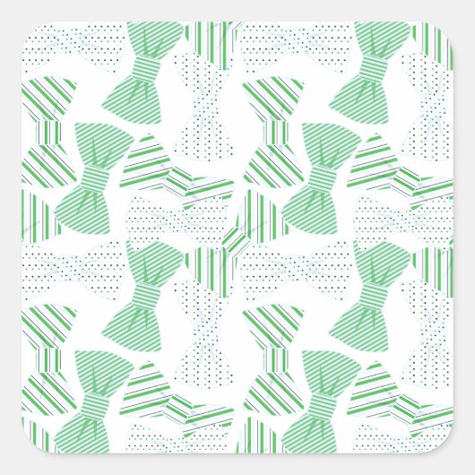 Groene en Blauwe Bow Stropdas Design BOWTIES Vierkante Sticker (Voorkant)