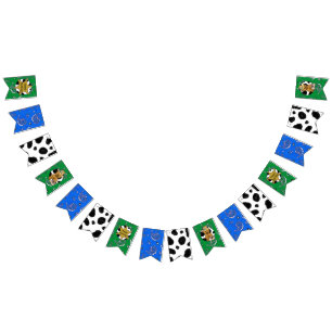 Groene en blauwe Cowboy Teddy Bear Verjaardag Bann Vlaggetjes