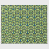 Groene en blauwe  Damask Cadeaupapier (Vlak)