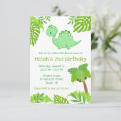 Groene en blauwe Dino-mijt Tijd van geboorte Parti Kaart (Staand voorkant)