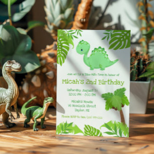 Groene en Blauwe Dino-Mite Verjaardagsfeestje Kaart