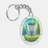 Groene en Blauwe Disc Golf Thema Sleutelhanger (Voorkant Links)