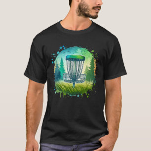 Groene en Blauwe Disc Golf Thema T-shirt