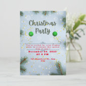 Groene en blauwe elegante kerstfeest uitnodiging (Staand voorkant)