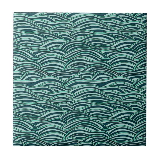 Groene en blauwe golven patroon. textuur van het z tegeltje (Voorkant)