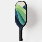 Groene en blauwe golvende vormen pickleball paddle (Links)