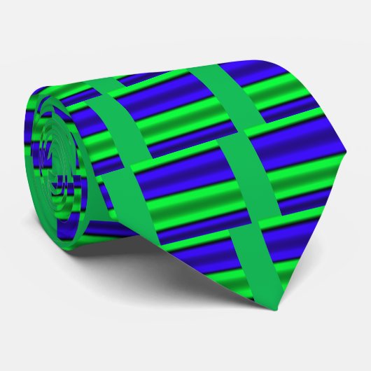 Groene en blauwe horizontale strepen stropdas (Opgerold)
