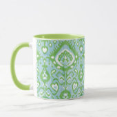Groene en blauwe ikat-stampatronen van Cute pastel Mok (Links)