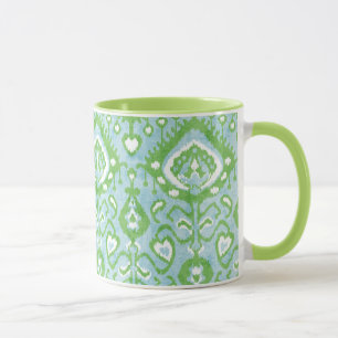 Groene en blauwe ikat-stampatronen van Cute pastel Mok