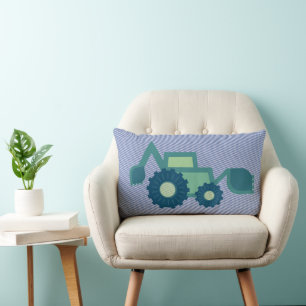 Groene en blauwe kinder graafmachine kussen