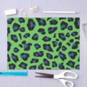 Groene en blauwe luipaard afdrukken tissuepapier (Craft)