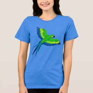Groene en Blauwe Macaw / Papegaai tijdens de vluch Tri-Blend Shirt