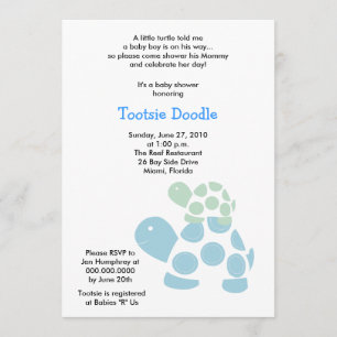 Groene en Blauwe Mod Turtle 5x7 Baby shower Kaart