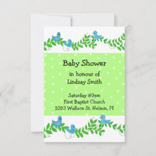 Groene en blauwe natuur babyshower uitnodiging