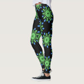Groene en blauwe neonbloem leggings (Links)