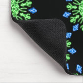 Groene en blauwe neonbloem muismat (Hoek)