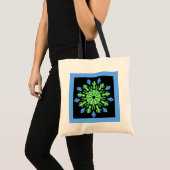 Groene en blauwe neonbloem tote bag (Voorkant (product))