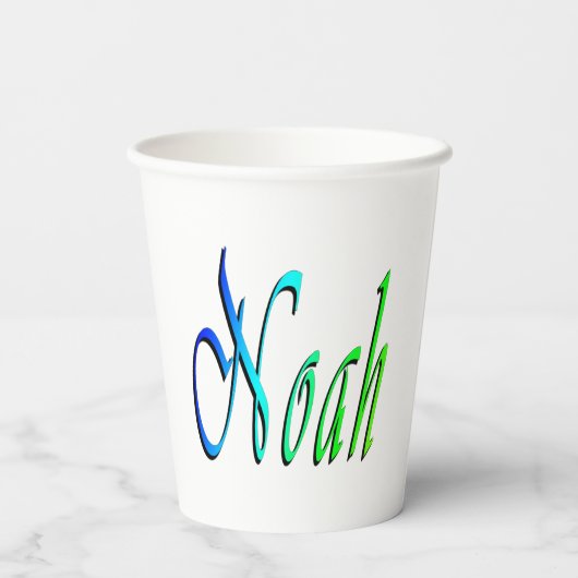 Groene en blauwe Noah naam, Papieren Bekers (Achterkant)