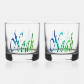 Groene en blauwe Noah naam, Whisky Glas (Voorkant)