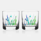 Groene en blauwe Noah naam, Whisky Glas (Achterkant)