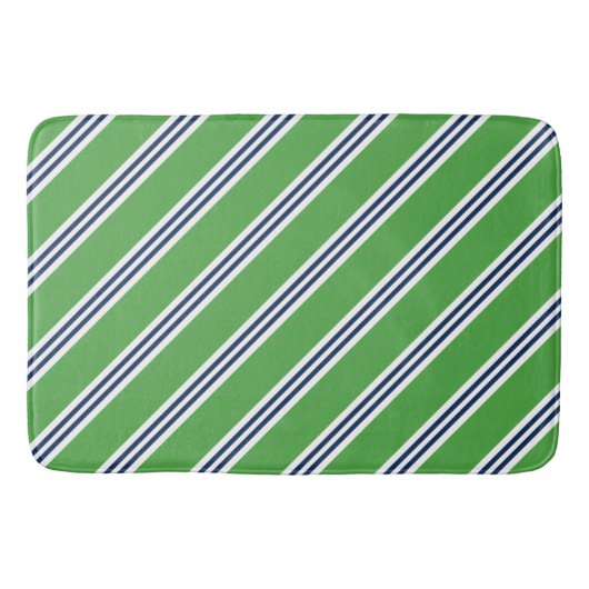Groene en Blauwe Preppy Stripes Badmat (Voorkant)