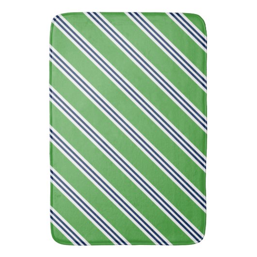 Groene en Blauwe Preppy Stripes Badmat (Voorkant Verticaal)