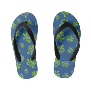 Groene en Blauwe schildpad Kinder Teenslippers