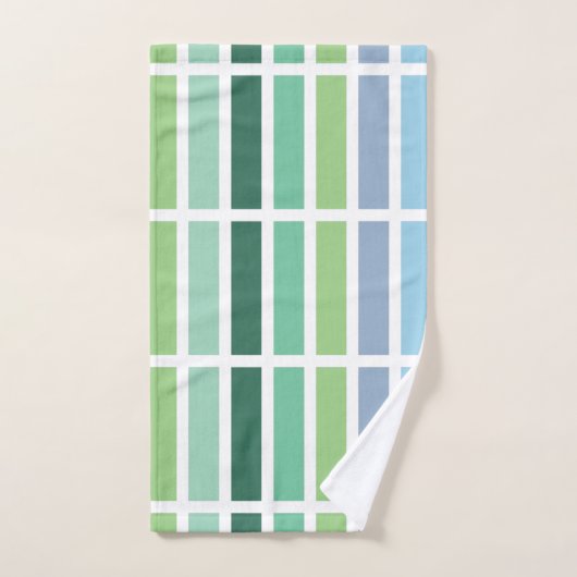 Groene en blauwe strepen bad handdoek (Handdoek)