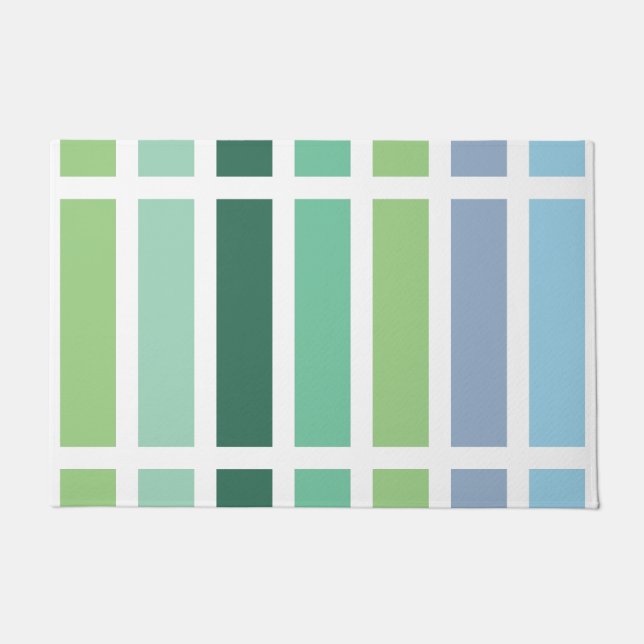 Groene en blauwe strepen deurmat (Voorkant)