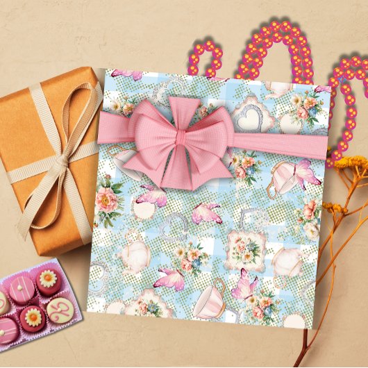 Groene en Blauwe Tuin Feest Cadeaupapier