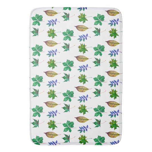 Groene en Blauwe Waterverf bladeren Badmat (Voorkant Verticaal)