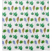 Groene en Blauwe Waterverf bladeren Douchegordijn (Voorkant)