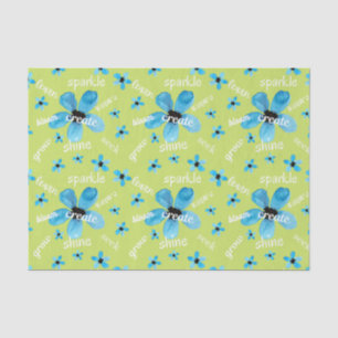 Groene en blauwe waterverf bloemen met Affirmaties Tissuepapier