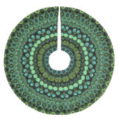 Groene en Blauwgroen Kaleidoscoop Mandala Patroon Kerstboom Rok (Voorkant)