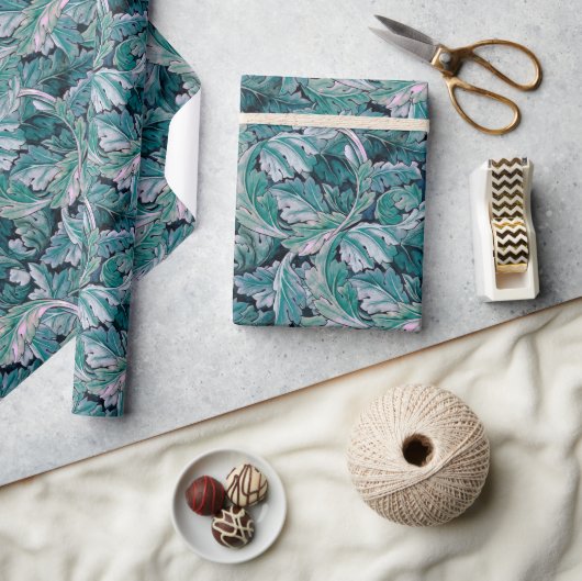 Groene en Blauwgroen Morris Leaves Cadeaupapier (Crafts)