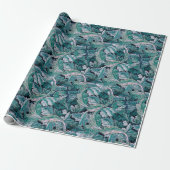 Groene en Blauwgroen Morris Leaves Cadeaupapier (Uitgerold)
