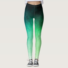 Groene en Blauwgroen Ombré Spandex-Leggings Leggings