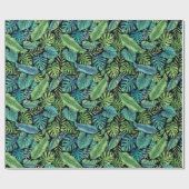 Groene en Blauwgroen tropische palmbanaanmosterdbl Cadeaupapier (Vlak)