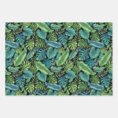 Groene en Blauwgroen tropische palmbanaanmosterdbl Inpakpapier Vel (Voorkant)