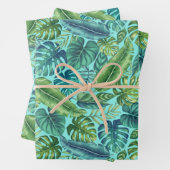 Groene en Blauwgroen tropische palmbanaanmosterdbl Inpakpapier Vel (In situ)